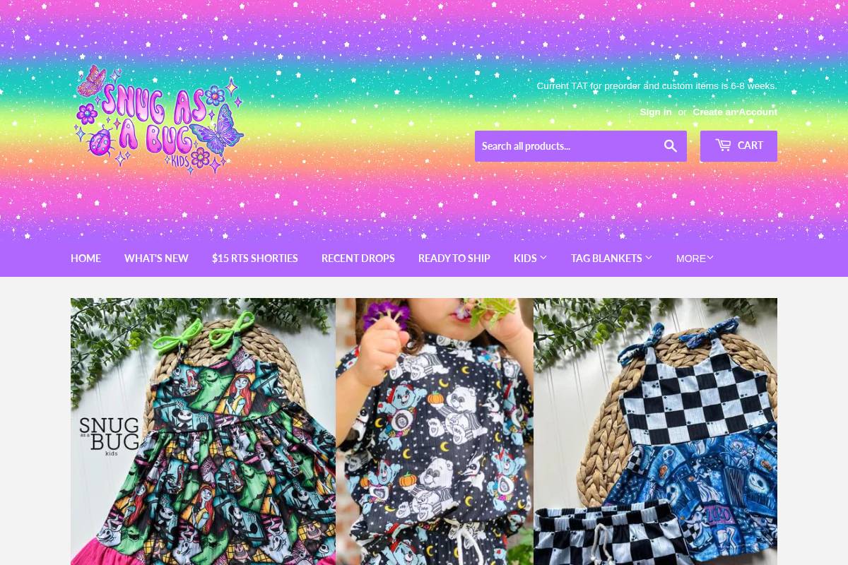 snugasabugkids.com homepage screenshot