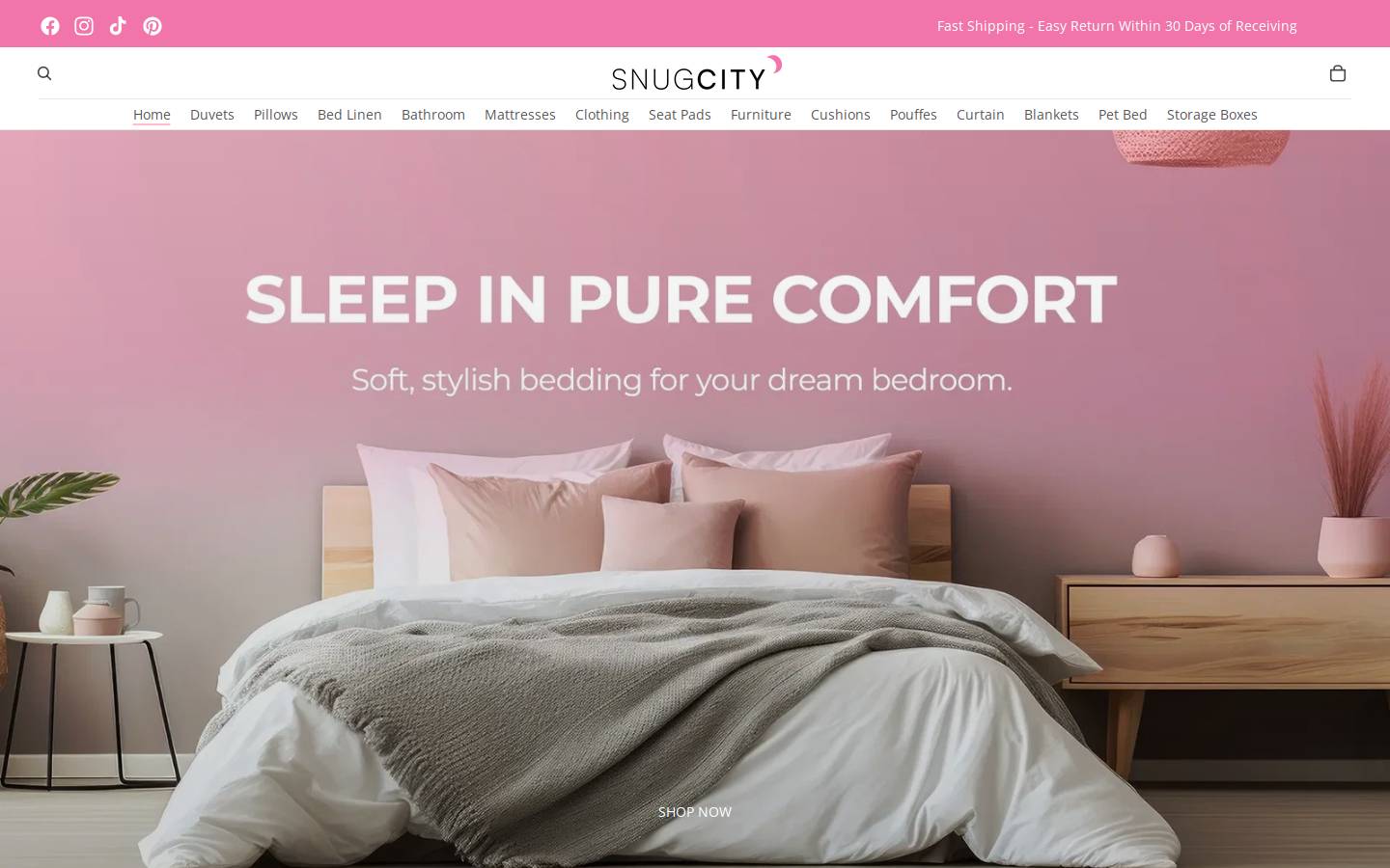 snugcity.com homepage screenshot
