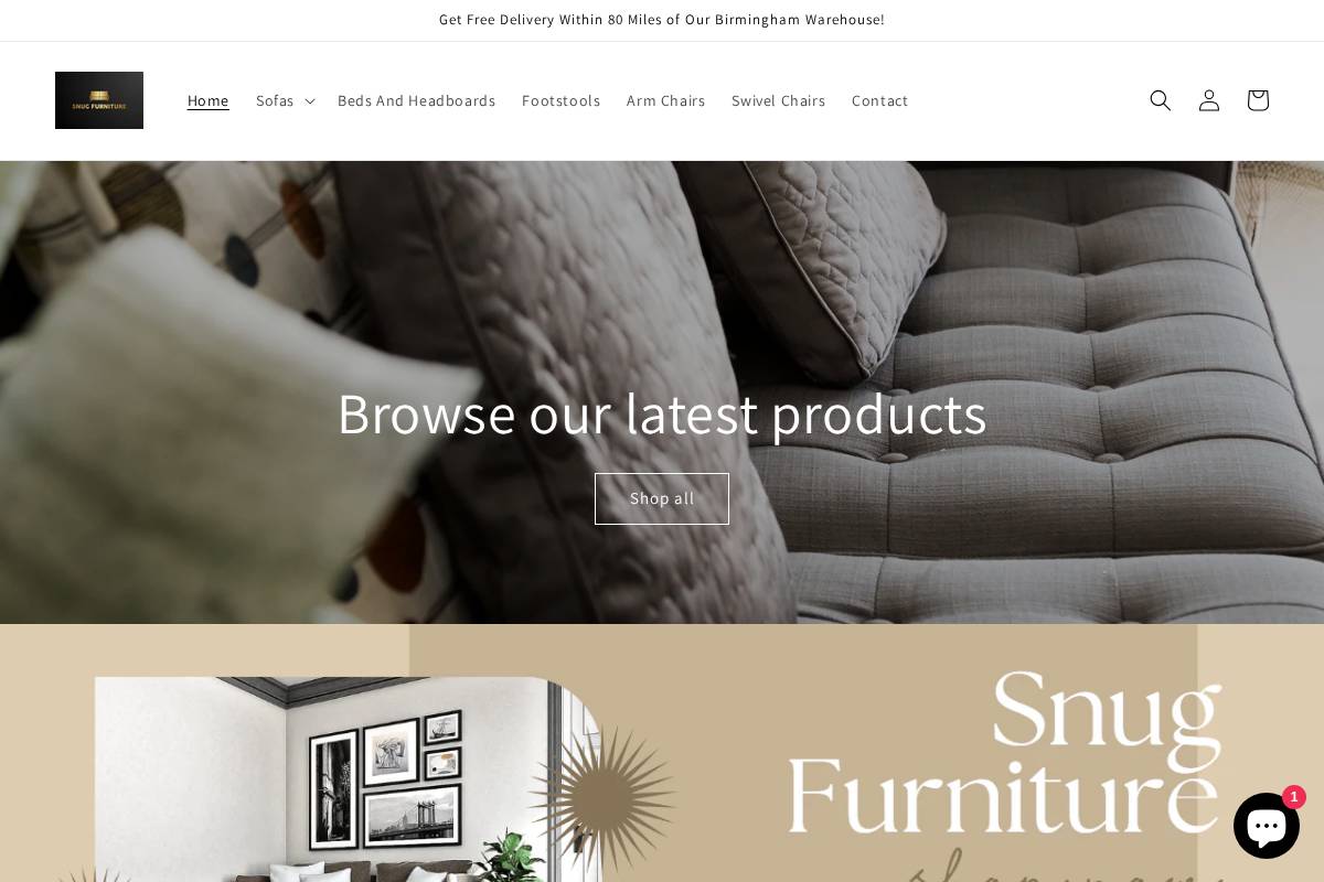 Snugg Furniture UK Ltd homepage screenshot
