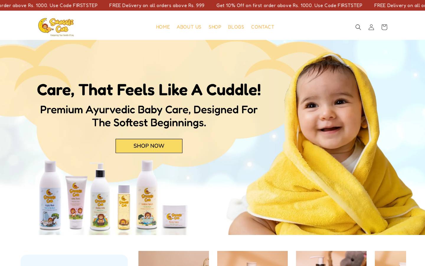 snugglecub.in homepage screenshot