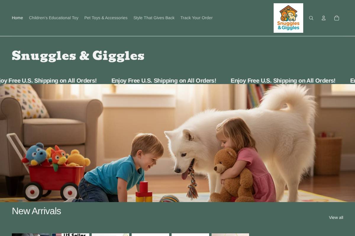 snugglesngiggles.com homepage screenshot
