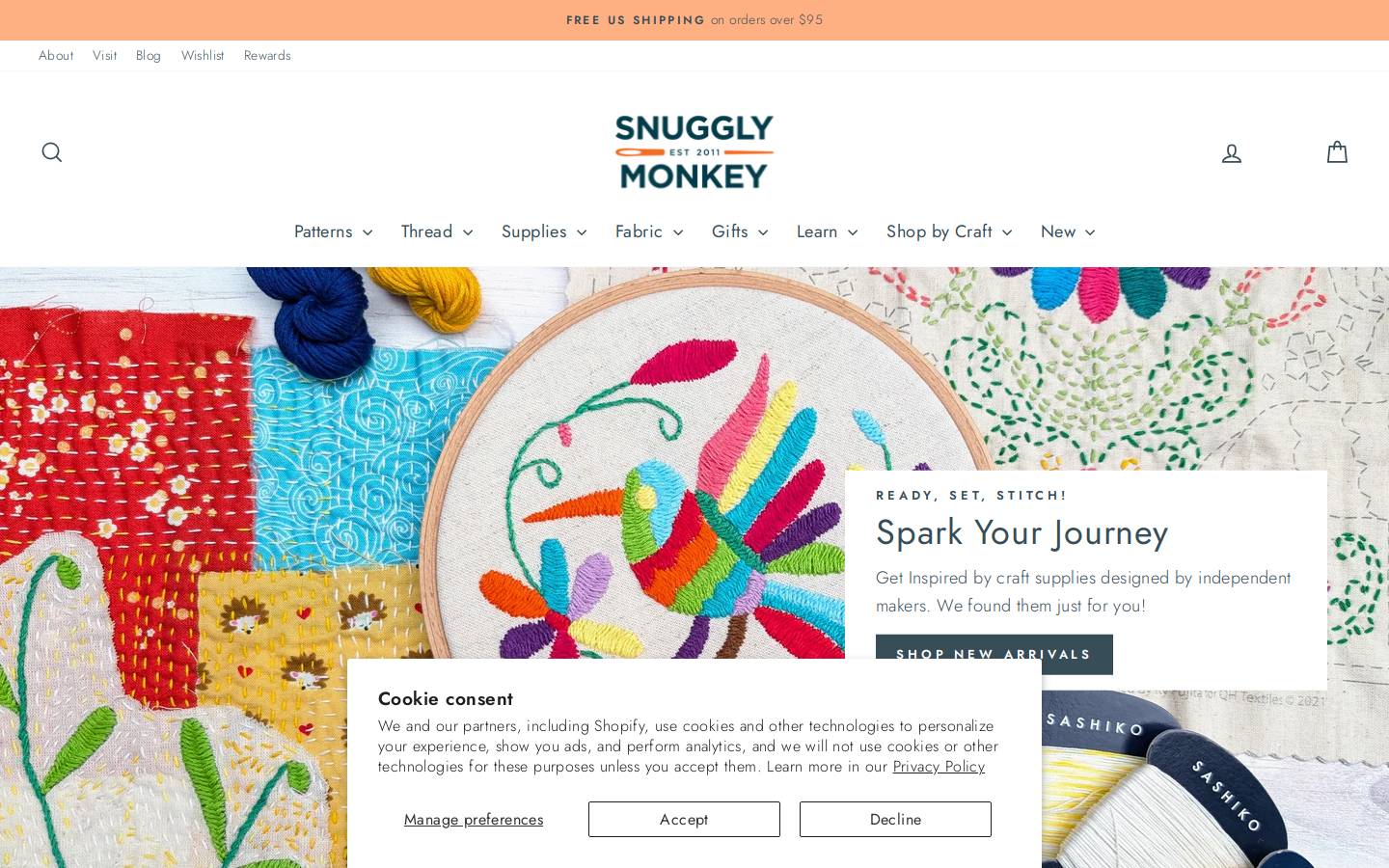 snugglymonkey.com homepage screenshot