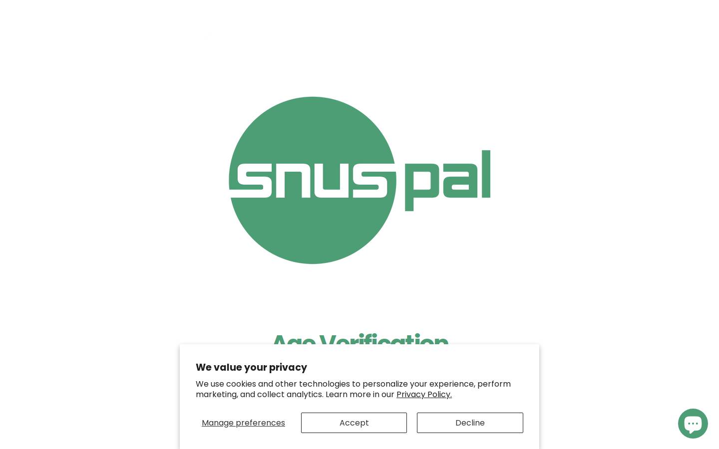 SnusPal homepage screenshot