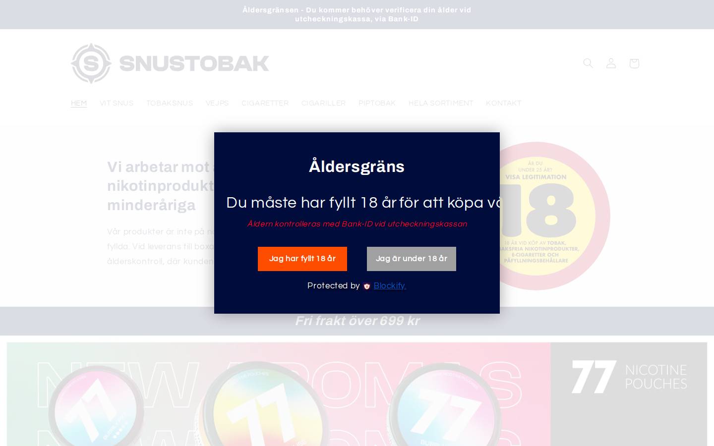 snustobak.se homepage screenshot