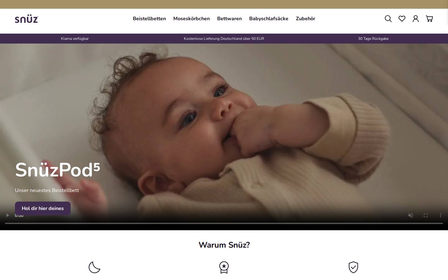 Snüz homepage screenshot