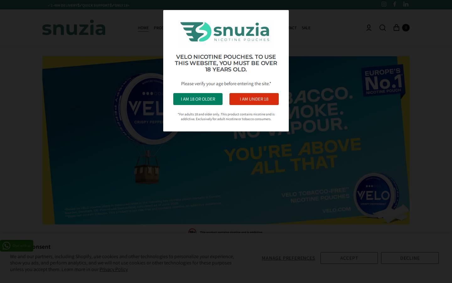 Snuzia homepage screenshot