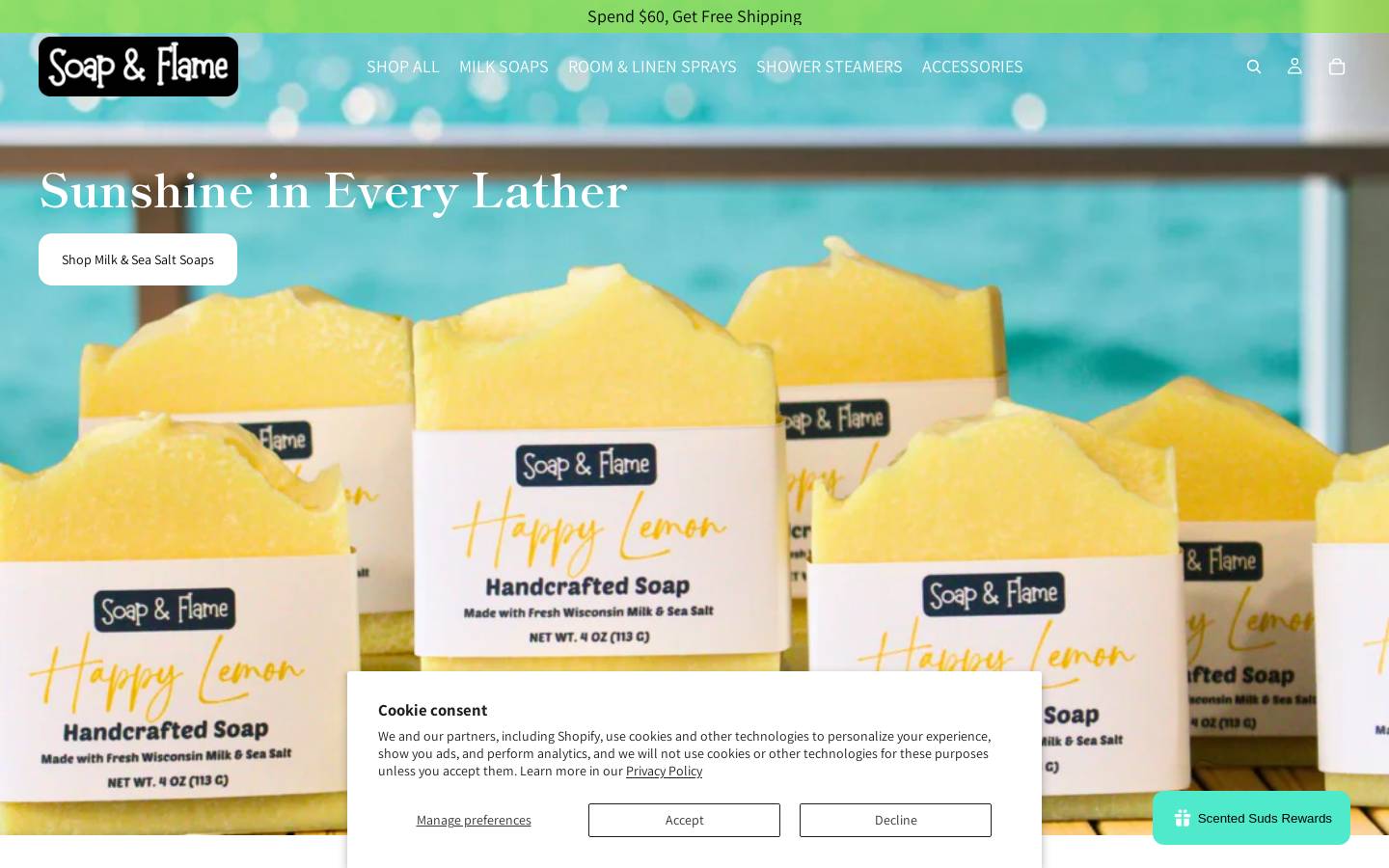 soapandflame.com homepage screenshot