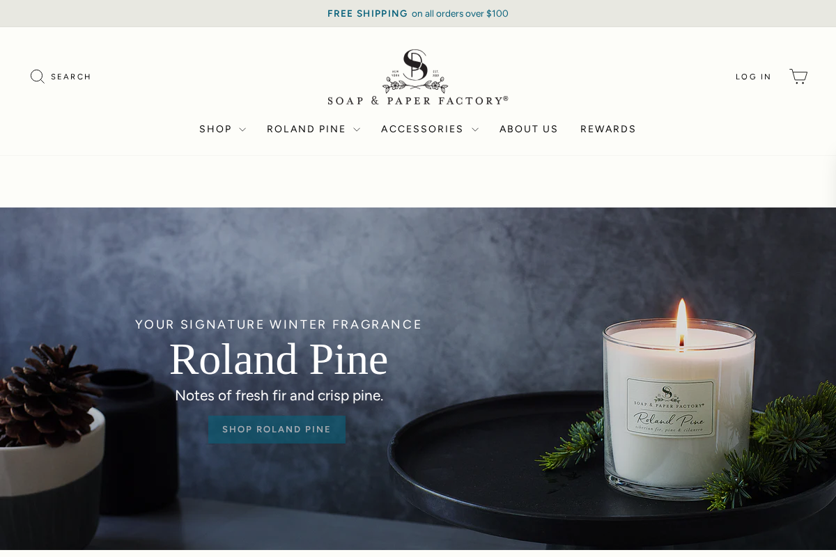 Soap & Paper Factory homepage screenshot