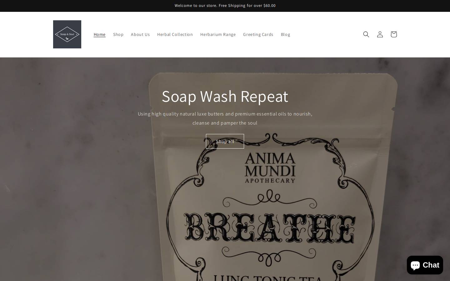 soapandsoul.com.au homepage screenshot