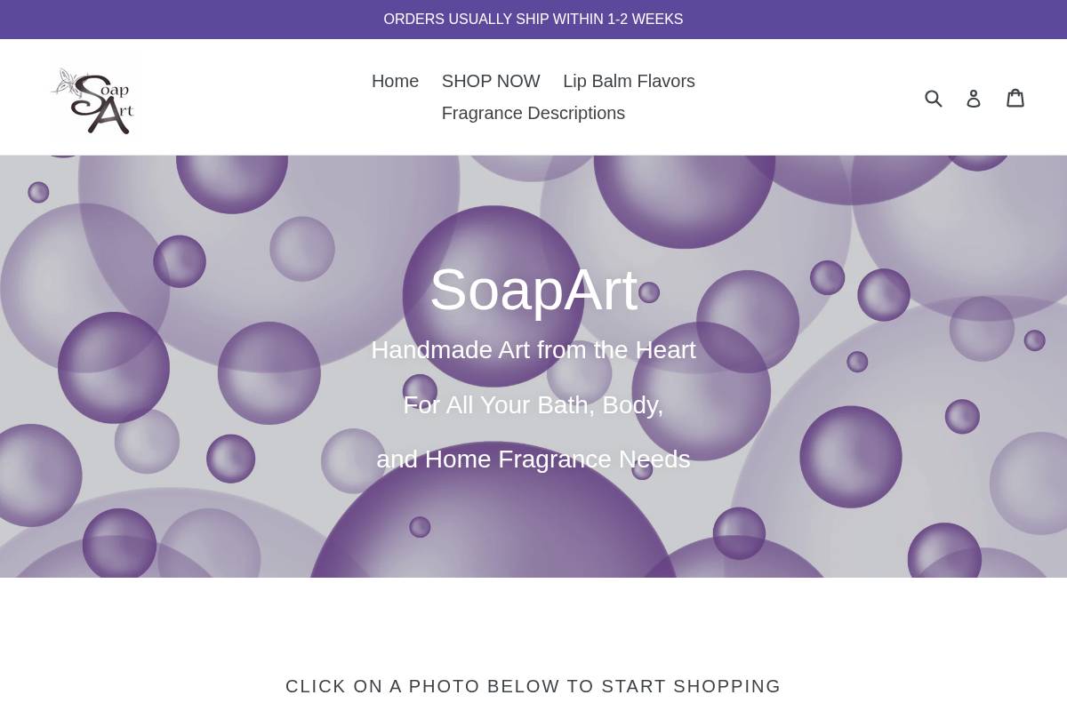 soapartllc.com homepage screenshot