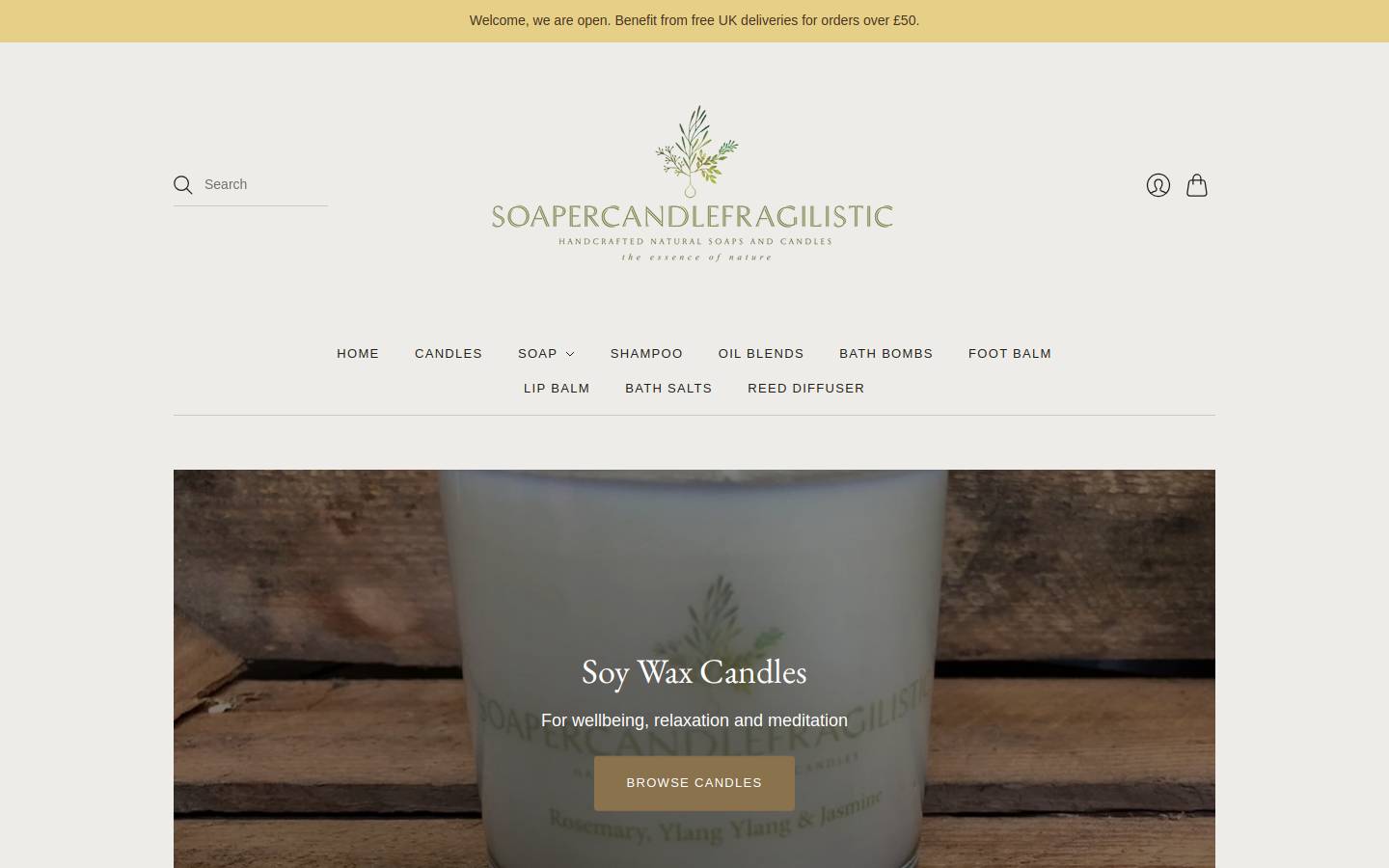 Soapercandlefragilistic homepage screenshot