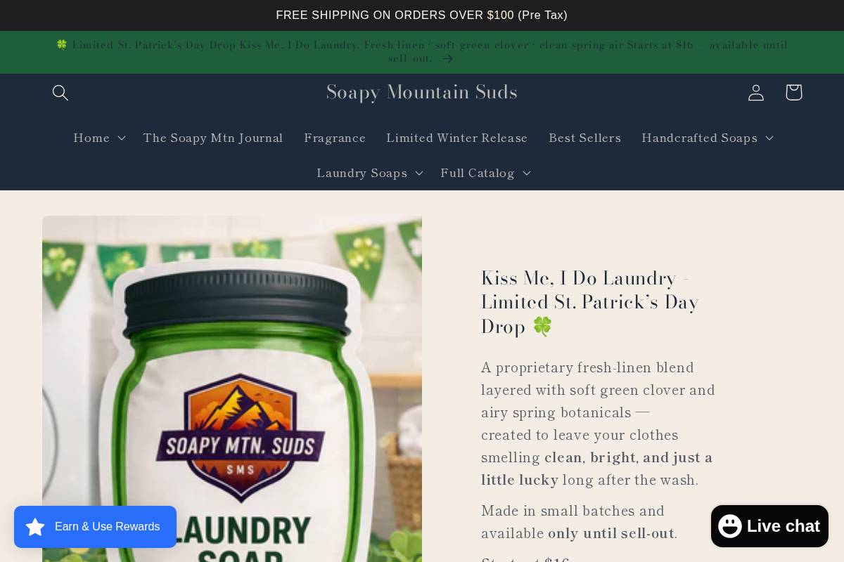 soapymtnsuds.com homepage screenshot