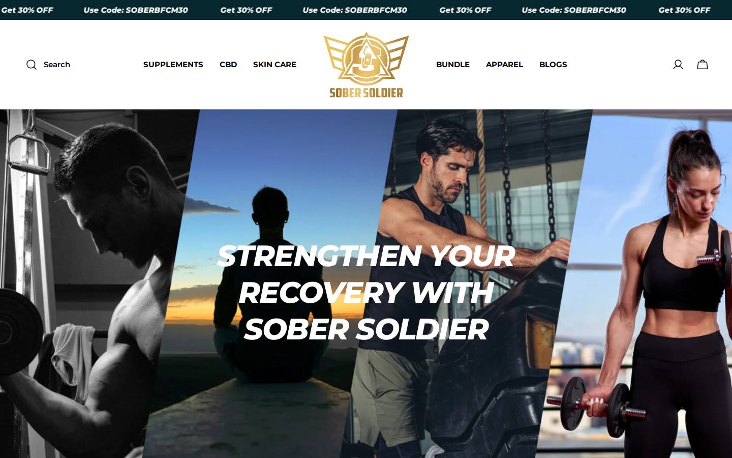 sobersoldier.com homepage screenshot