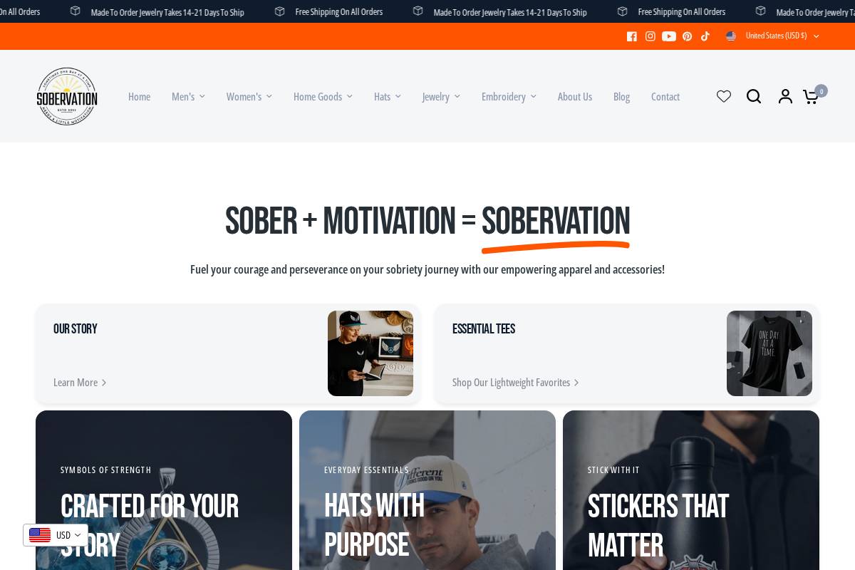 sobervation.com homepage screenshot