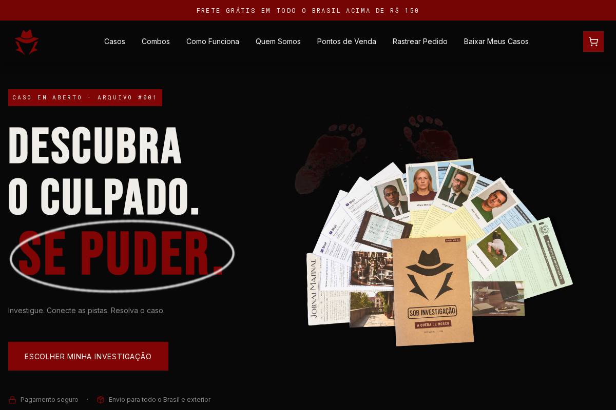 sobinvestigacao.com homepage screenshot