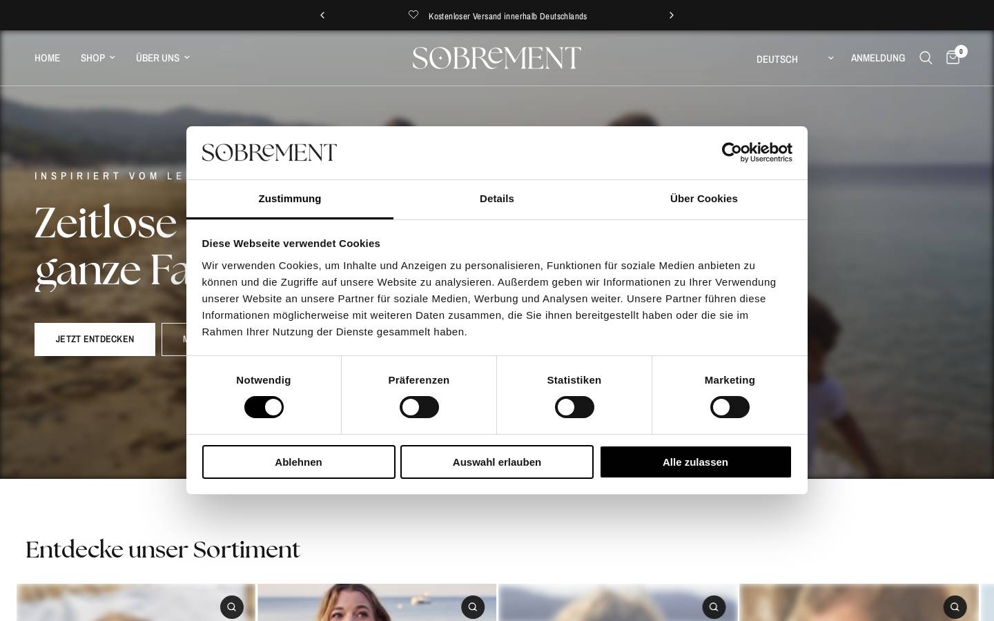 sobrement.fr homepage screenshot