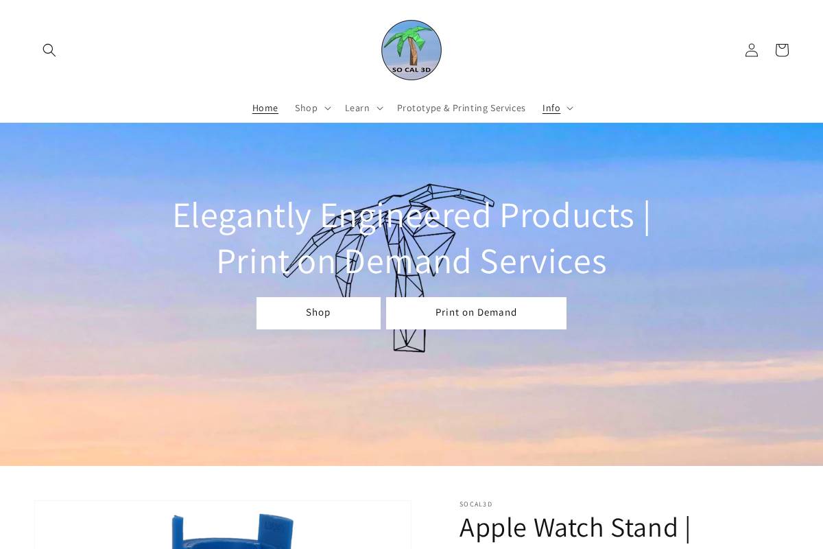 socal3dprints.com homepage screenshot