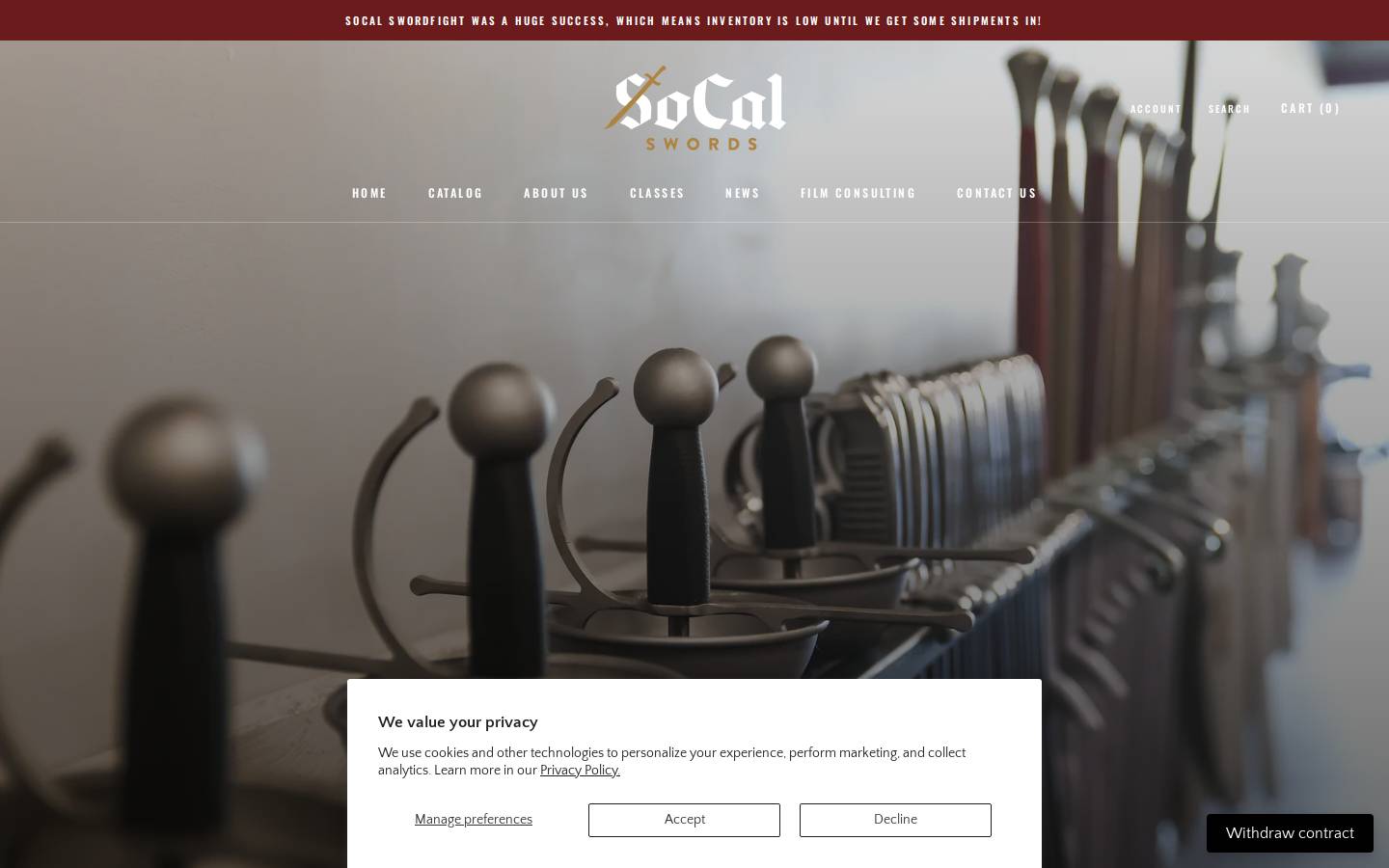 socalswords.com homepage screenshot