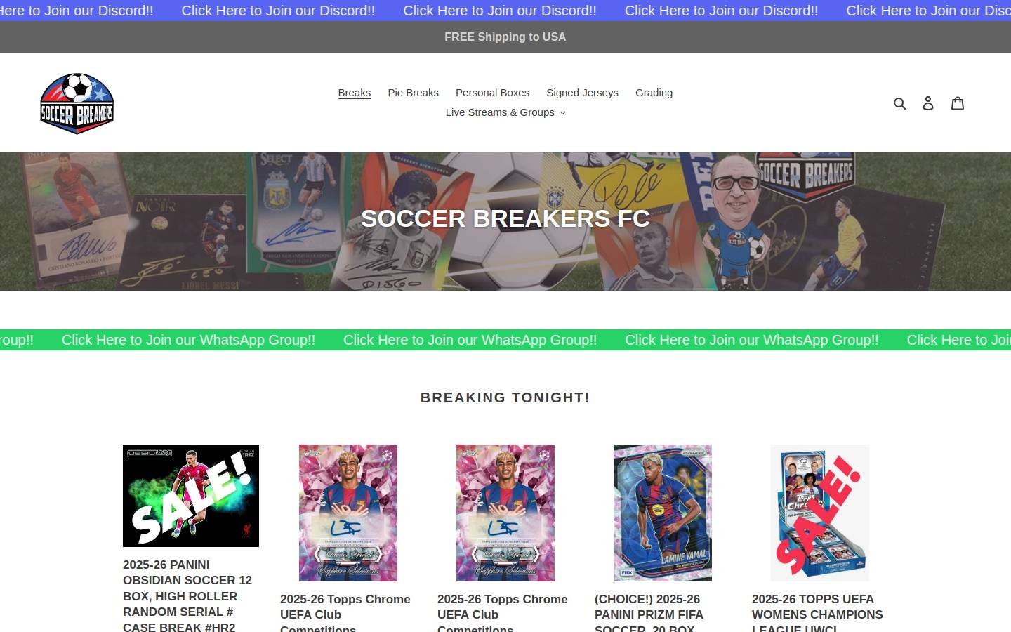 soccerbreakersfc.com homepage screenshot
