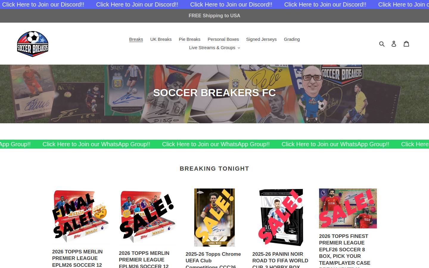 soccerbreakersuk.com homepage screenshot