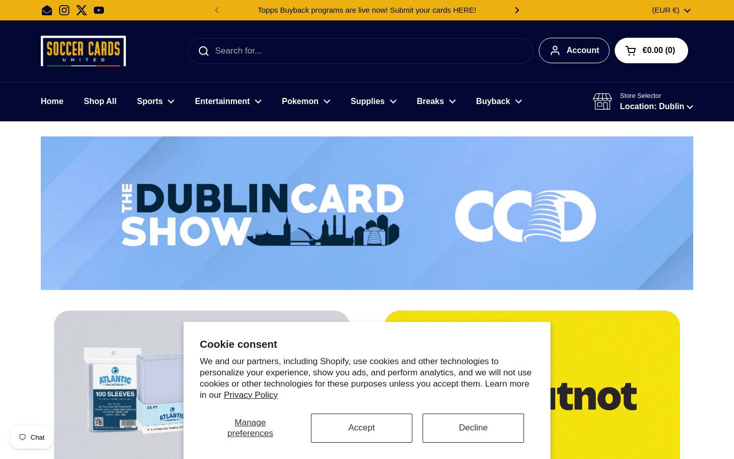 soccercardsunited.com homepage screenshot