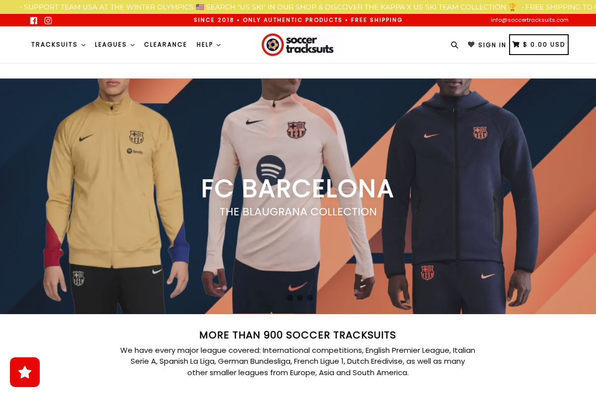 SoccerTracksuits.com homepage screenshot