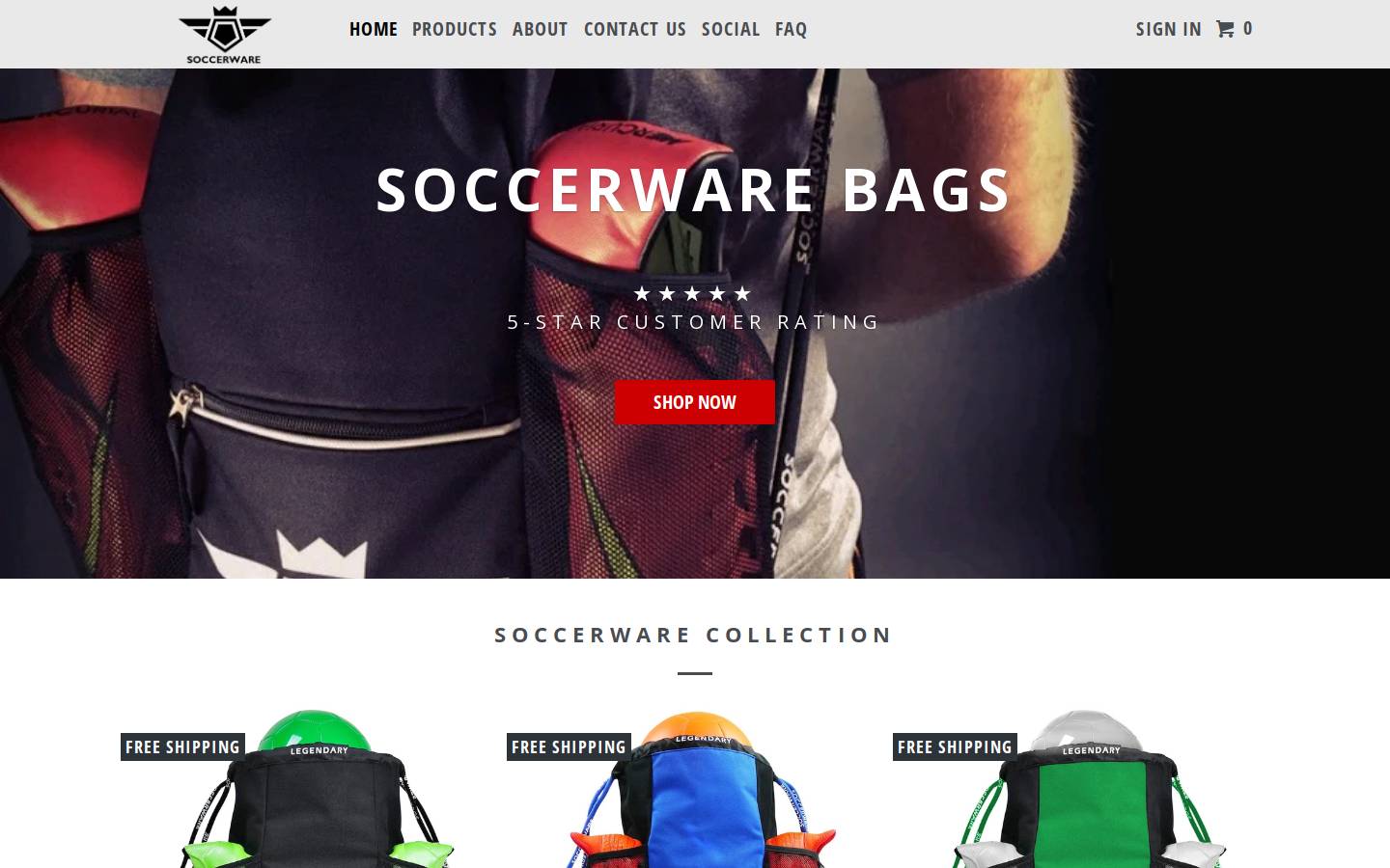 soccerware.co homepage screenshot