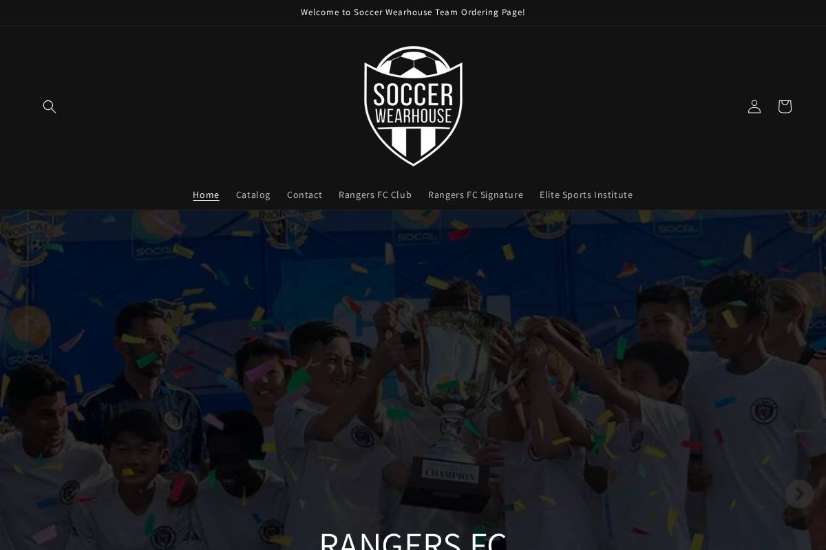 Soccer Wearhouse homepage screenshot