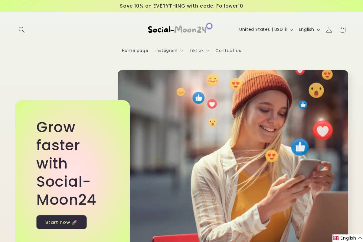 social-moon24.us homepage screenshot
