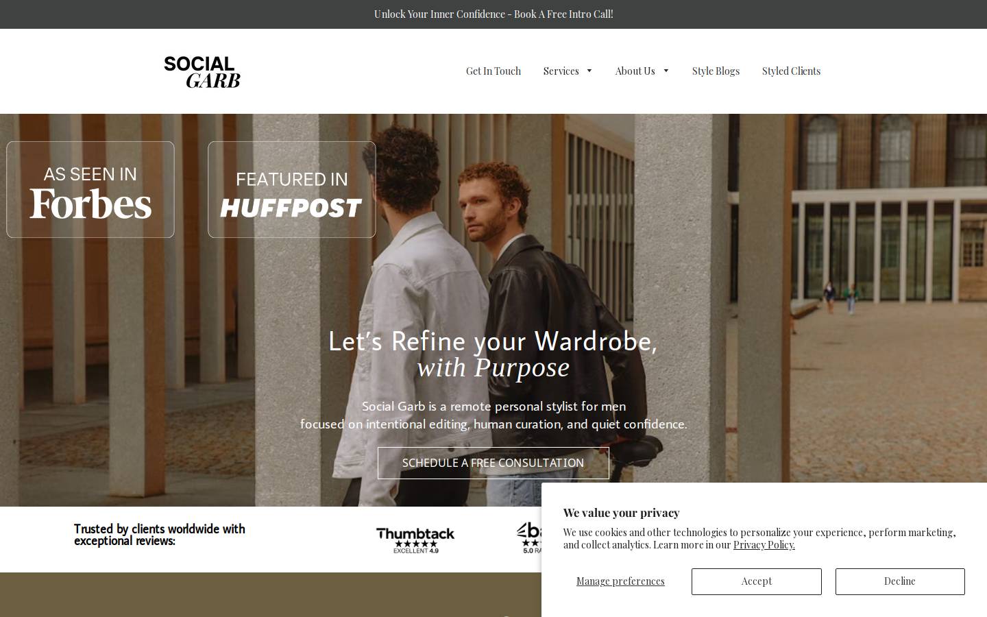 Social Garb homepage screenshot