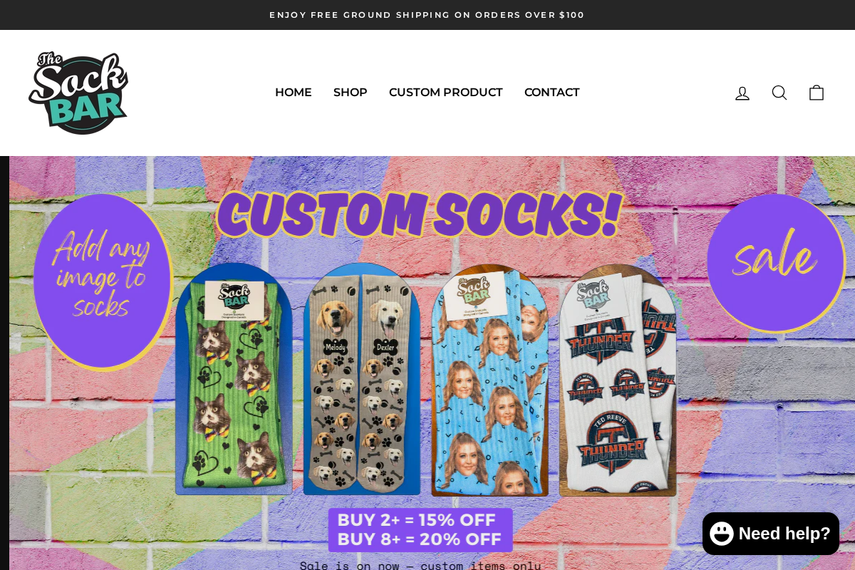 Sock Bar homepage screenshot