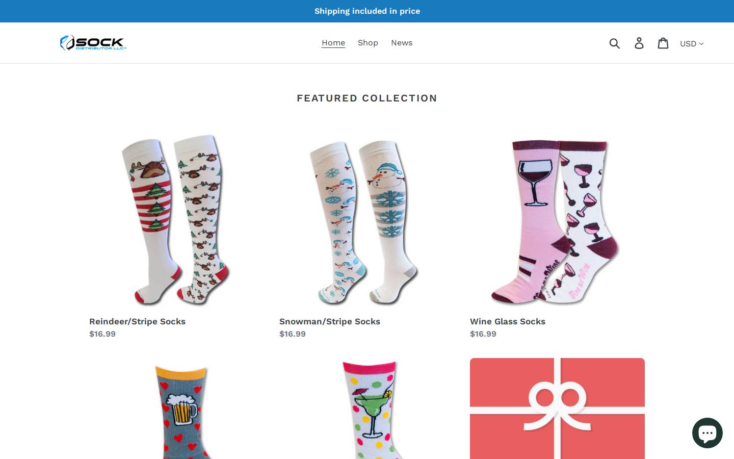 sockdistributor.com homepage screenshot