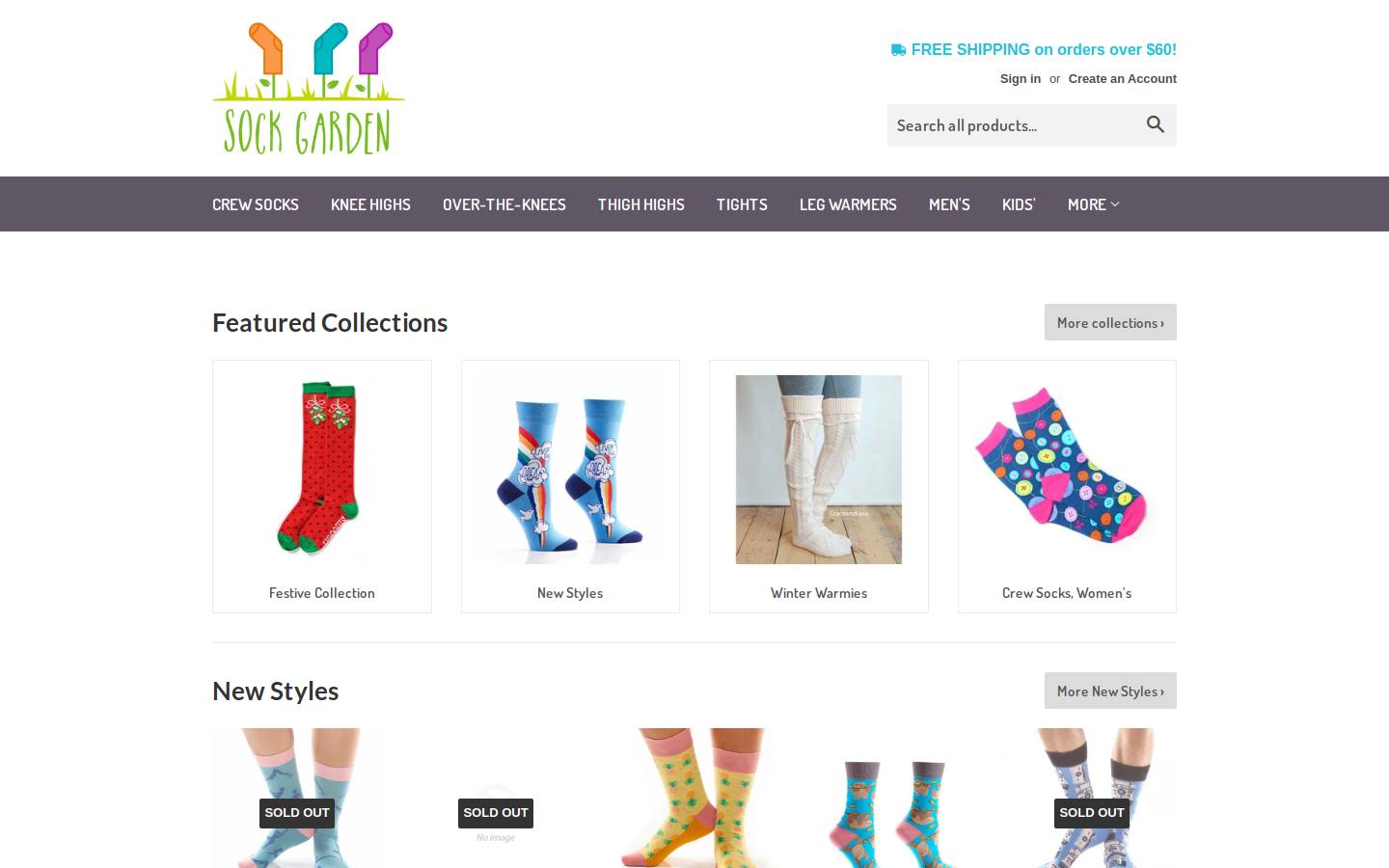sockgarden.com homepage screenshot