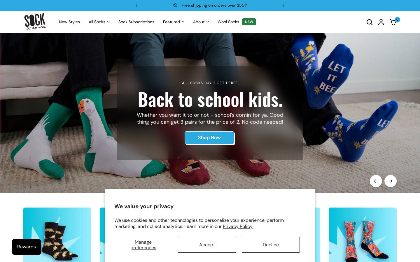 Sock It to Me homepage screenshot
