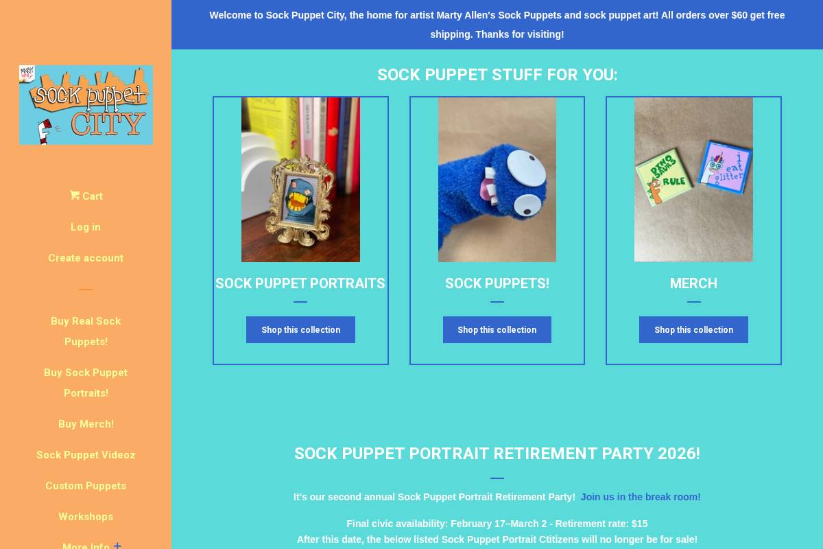 sockpuppetcity.com homepage screenshot