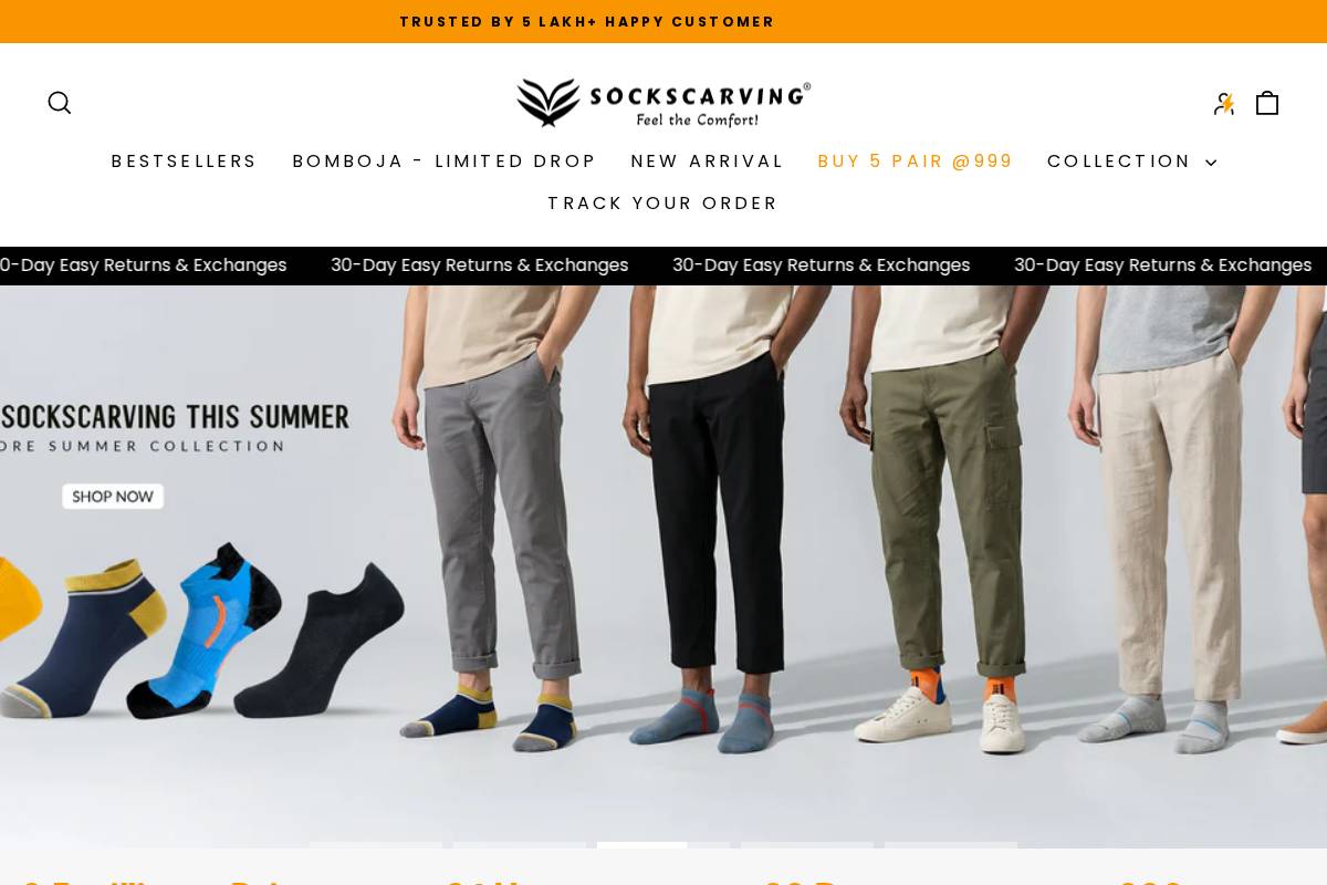 Sockscarving.in homepage screenshot