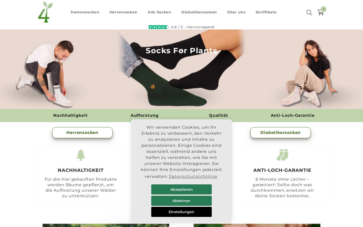 Socks For Plants homepage screenshot