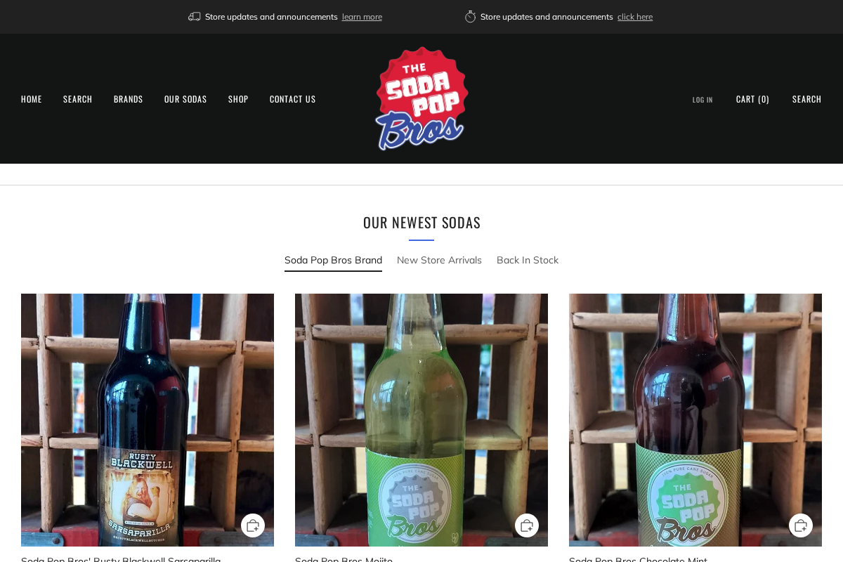 Soda Pop Bros homepage screenshot