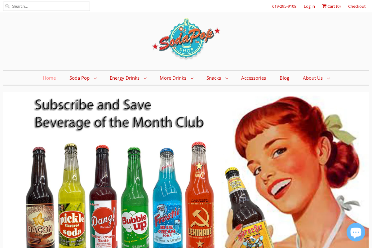 Soda Pop Shop homepage screenshot