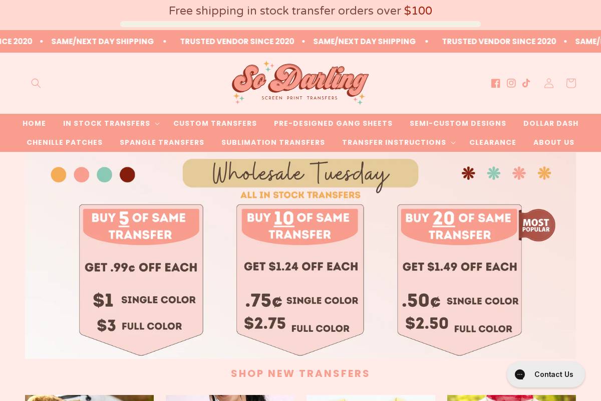 sodarlingscreens.com homepage screenshot