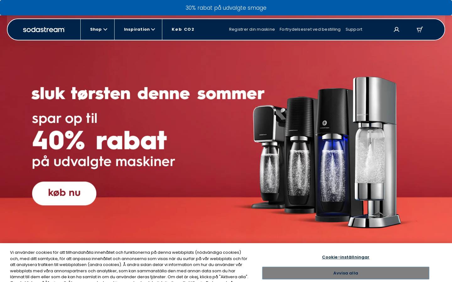 Sodastream Danmark homepage screenshot