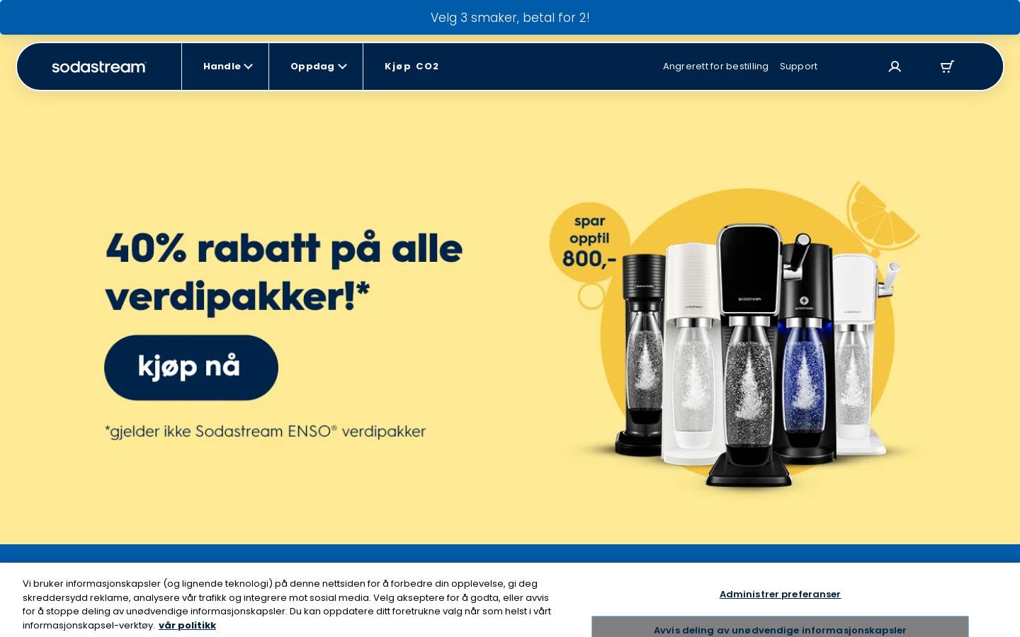 sodastream.no homepage screenshot