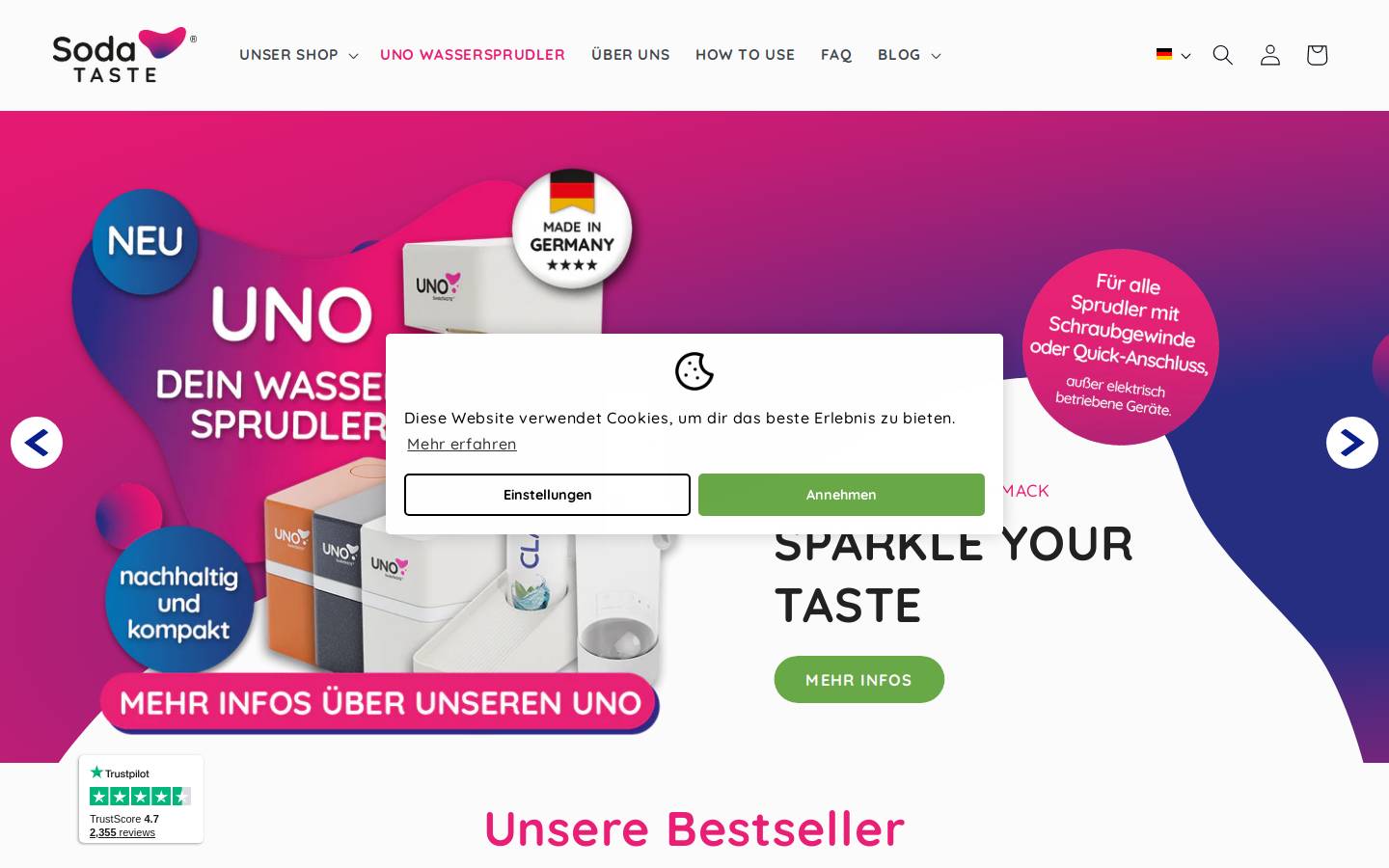 SodaTASTE GmbH homepage screenshot