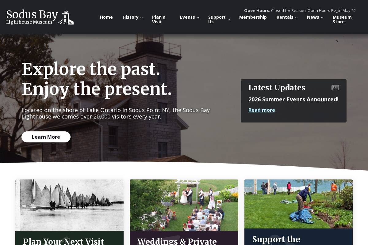 sodusbaylighthouse.org homepage screenshot
