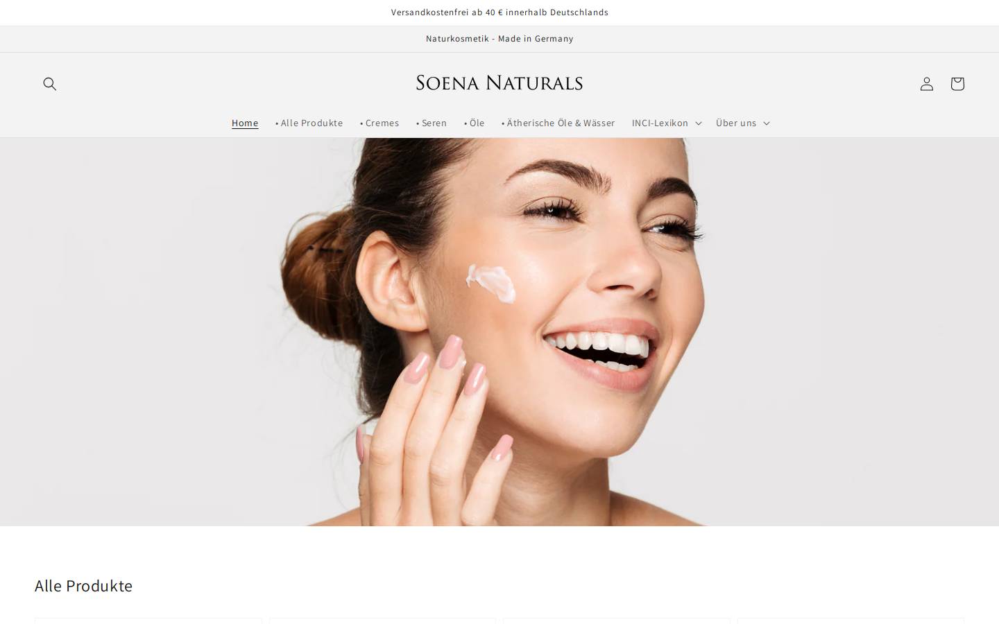 soenanaturals.com homepage screenshot