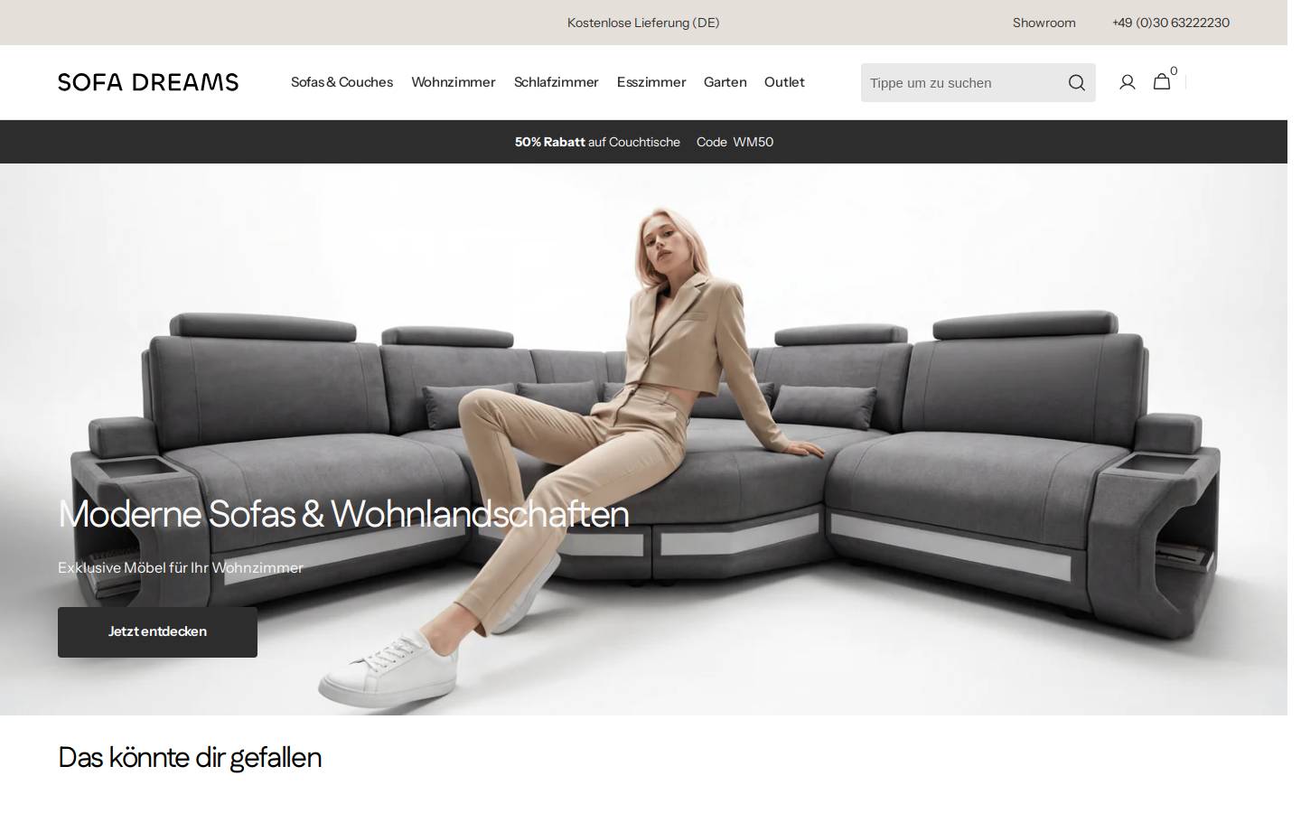 Sofa-Dreams homepage screenshot