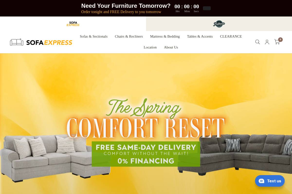 sofa-xpress.com homepage screenshot