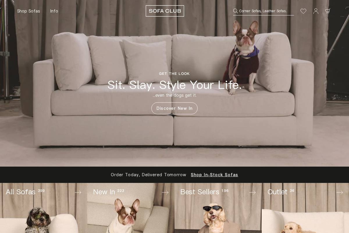Sofa Club homepage screenshot