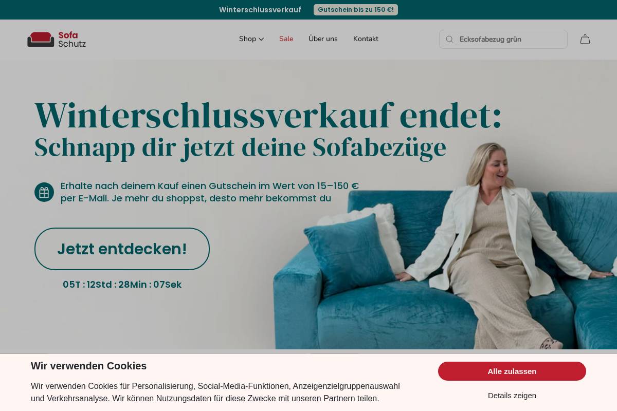 sofaschutz.de homepage screenshot