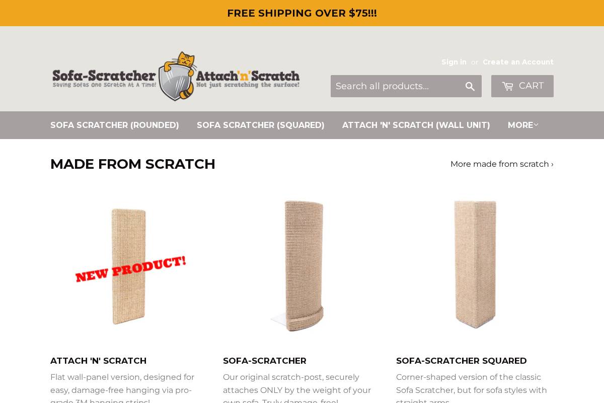 sofascratcher.com homepage screenshot